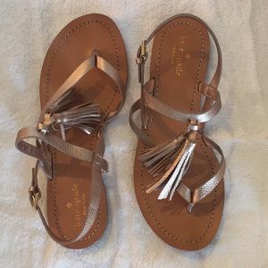 Kate Spade Metallic Tassel Flat Sandal - Rose Gold